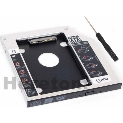 Heretom Universal Aluminum 9.5mm 12.7mm SATA to SATA 2nd HDD SSD Caddy for Laptop DVD CD-ROM Optical Bay Optibay