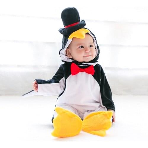 Baby Children Kid Halloween Party Cosplay Jumpsuit Animals Penguin Costume Romper+Hat+Socks Set Outfit Infant Rompers