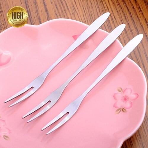 Stainless Steel Fruit Fork 13cm Two-tine Snack Cake Dessert Forks Tableware Restaurant Cafeteria Home Party Kitchen Fruit Fork