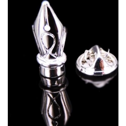 High quality silver pen Brooch New Fashion Jewelry Pin mens and womens shirt hat scarf suit LAPEL BADGE PIN gift