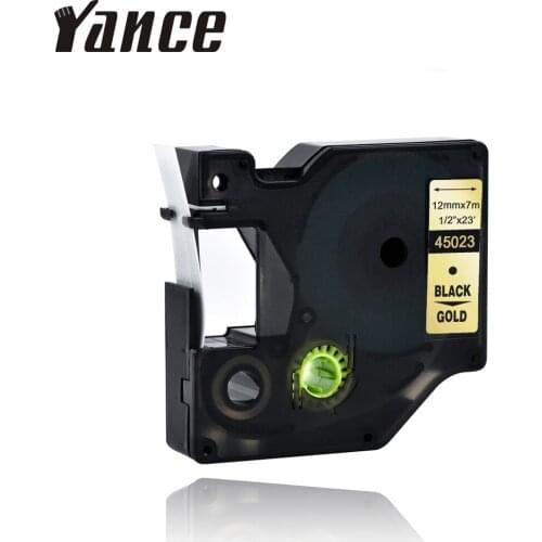 Yance 45023 Compatible Dymo label printer D1 12mm black on gold Label Tape for Dymo Label maker LM160 280 Dymo PNP