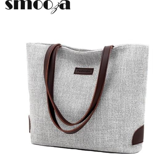 SMOOZA Fashion Canvas Large Capacity Women Handbag Big Shoulder Bags Casual Hobos Bolsa Female Feminina High Quality Casaul Tote