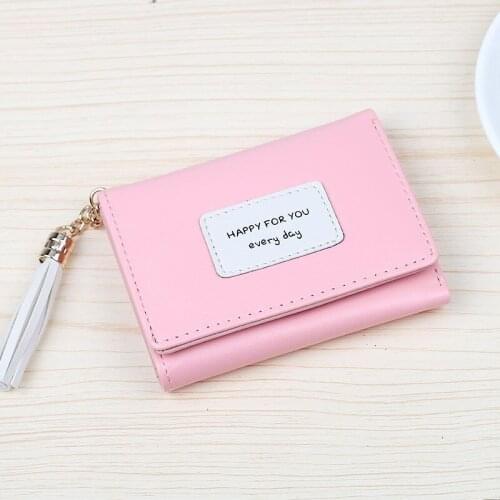 Ladies Short Zipper Wallet Japanese Korean Mini Purse Tassel Trifold Cute StudentSmall Fresh Card Case Holder Money Bag