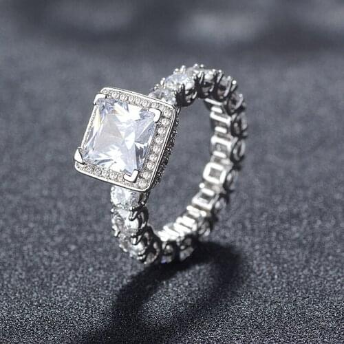 YaYI Jewelry Fashion Princess Cut Prong Setting White AAA Cubic Zirconia Silver Color Engagement Wedding Party Leaves Gift Rings