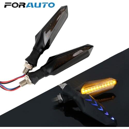 FORAUTO 1 Pair Motorcycle Turn Signal Lights Moto Tail Brake Lights Double-sided LED Flowing Water Lamp Indicator Blinker