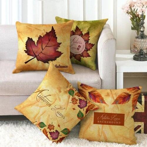 1pcs Pillow Case Print Sofa Bed Home Yellow Fallen Leaves Decor Square Decoration Pillowcase Bedroom Cushion Cover 45x45 Cm