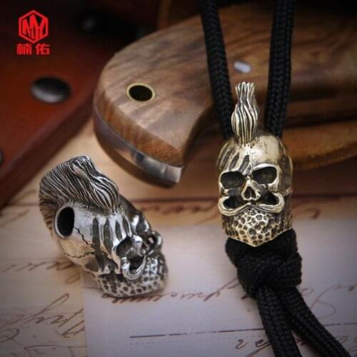 1PC Indian Mosigan Soul Mohawk Retro Brass Copper EDC Paracord Beads Lanyard Pendants Knife Beads Umbrella Rope Cord Beads