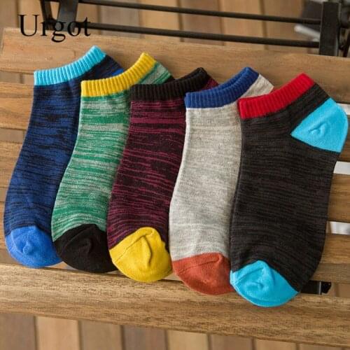 Urgot 5 Pairs Men Vintage Ankle Socks Harajuku Japan Thick Line Striped Short Socks Men Male Meias Calcetines Fashion Breathable