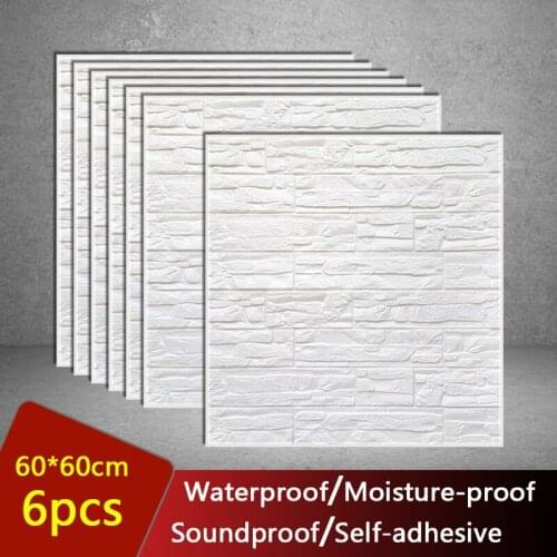 6Pcs DIY Self Adhesive 3D Wall Stickers Bedroom Waterproof Foam Brick Room Wallpaper For Kids Living Wall Decor Home Decoration