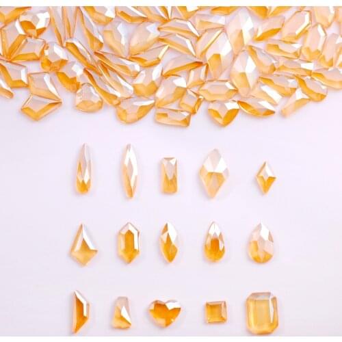 50pcs Glitter 3D Rhinestones Champagne Color Flatback Shiny Stones Nail Art Decorations Crystal Gems Accessories