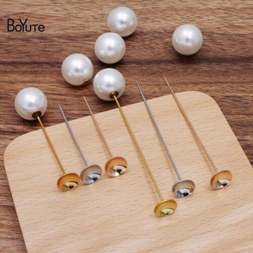 BoYuTe (200 Pieces/Lot) 10MM Cup Base Lapel Pin with Pearl Stopper Diy Hand Made Brooch Pins Jewelry Accessories