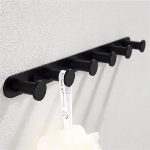 Household No Punching Bathroom Row Hook Space Aluminum Toilet Hanging Clothes Hook Hanging Towel Door Back Horizontal Row Hook