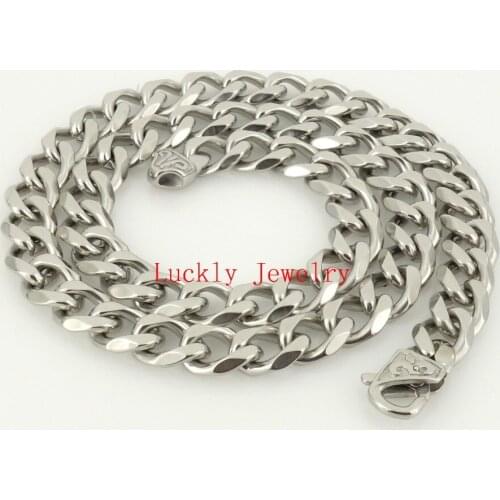 Daily Deals 13mm/ 15mm Choose 8''-36'' 316L Stainless Steel Curb Chain Link Necklaces or Bracelet Amazing Mens Jewelry