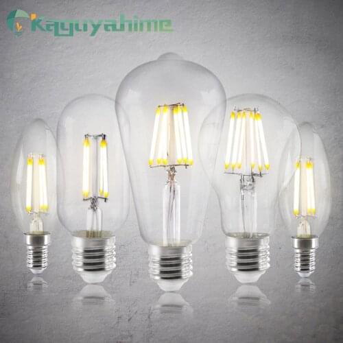 Kaguyahime E27 E14 Retr Edison Bulb LED Edison Lamp 220V 240V ST64 G95 Filament Light LED Edison Candle Bulb Ampoule Lampara