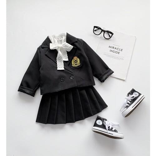Baby Girl Formal Clothes Set Jacket+Skirt 2PCS Infant Toddler Child Clothes Suit Blazer Jacket Thick Baby Uniform Clothes 1-8Y