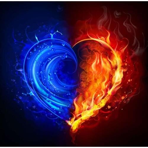 LaoJieYuan 5D DIY Diamond Painting Full Square/Round Drill "Fire Ice heart" 3D Embroidery Cross Stitch gift Home