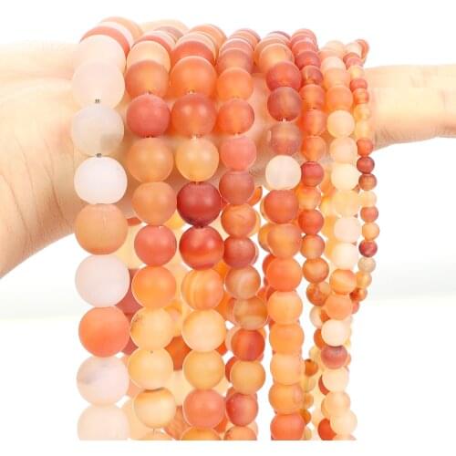 Frosted Natural Red Agate Onyx Beads Round Loose Spacer Bead For Jewelry Making Bracelet Necklace Charm Accessorie 4/6/8/10/12MM