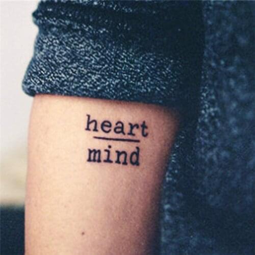 Fashion Body Art Heart Mind Letters Pattern Temporary Tattoo Stickers Waterproof Fake Tattoo 1PCS