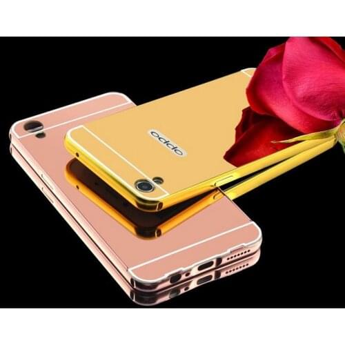 Fashion Luxury Rose Gold Mirror Phone Cases For OPPO A37 Alumimum Metal Frame shell Back Cover for Oppo a 37