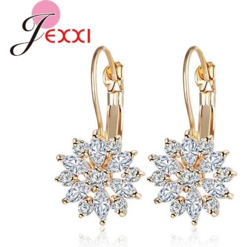 Fashion Crystal Drop Earrings for Women Lady Female Geometric CZ 925 Sterling Silver Plant Earring Statement Jewelry Wholesale