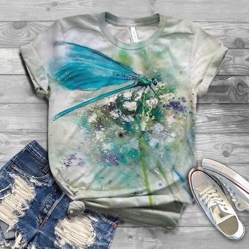 2021 mens and womens casual summer fashion 3D dragonfly print T-shirt comfortable outdoor street shirt childrens T-shirt