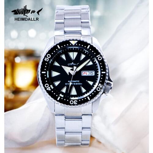 Heimdallr Sharkey Mens Dive Watch 20ATM NH36 Automatic Movement Mechanical Sapphire Crystal Glass Luminous Dial Stainless Strap
