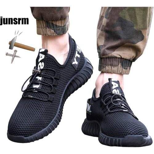 New breathable safety shoes mens Lightweight autumn anti-smashing piercing Single steel toe Construction work shoes boots
