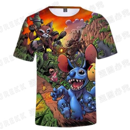 New Summer Disney Cartoon Anime Cool 3D Printed Funny Stitch T Shirt Men Women Children Cool Short Sleeve Boy Girl Kids Tops Tee