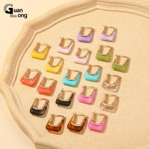 Guanglong New Fashion Resin Acrylic Earring For Women 2021 Hanging Summer Vintage Geometric Earrings For Girl Gift Party Jewelry