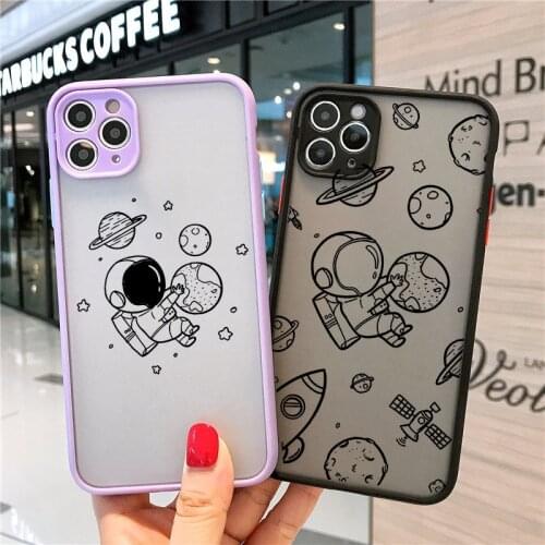 ZUIDID Cute Cartoon Astronaut Star Space Fitted Case For iPhone 12 11 Pro Max XR XS X 7 8Puls Clear Hard Phone Cover Matte Shell