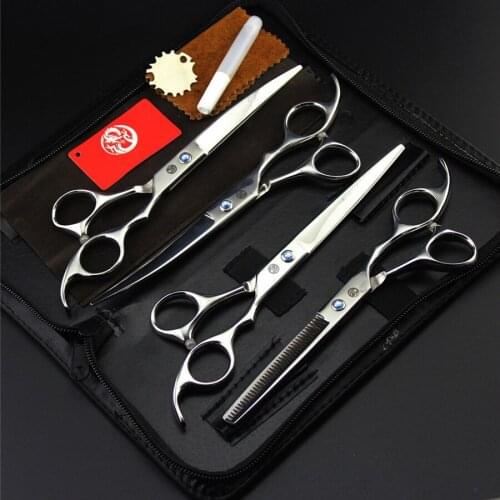 Professional Pet Grooming Scissors Set 7 in High Quality Straight & Thinning & Curved Scissors 4pcs Set Dog Shears