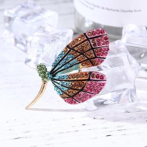 Retro Rhinestone Butterfly Insect Brooch Lapel Scarf Pin Women Luxury Jewelry