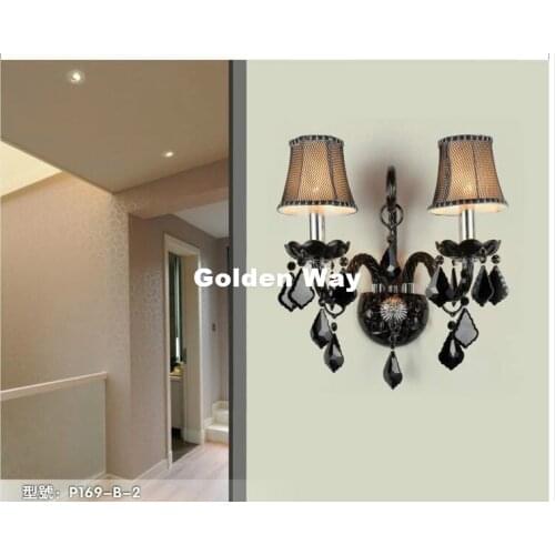 Modern Black Color Crystal Design Wall Lamp K9 Crystal Wall Lamps Bedroom Headboard Bedside Lamp Wall Sconce Light Fixture