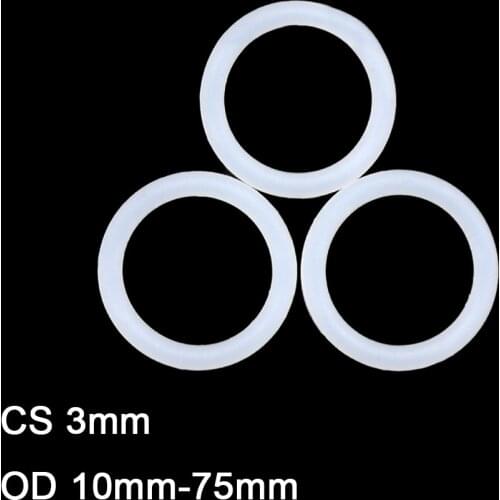 20/50/100pcs Silicon O Ring Sealing Gasket CS 3mm OD 10mm-75mm White Food Grade Waterproof Seals Washer Rubber O-ring