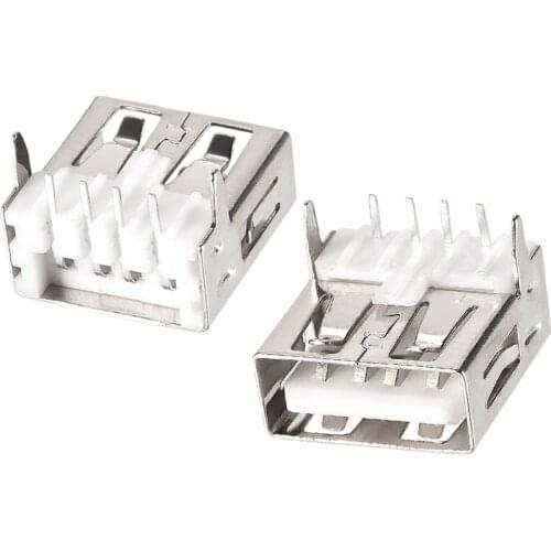 Uxcell 50 PCS USB 2.0 Type A Female Socket Connector Jack Port, 4-Pin DIP 90 Degree Right Angle, Replacement Adapter