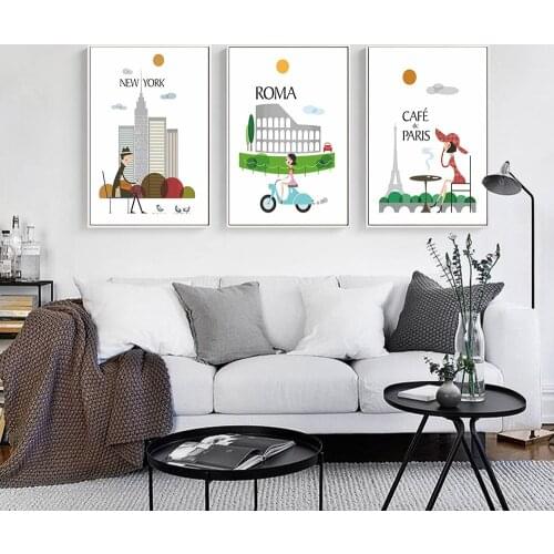 City London New York Vintage Poster Landscape Art Canvas Painting Wall Picture Print Modern Home Room Decoration