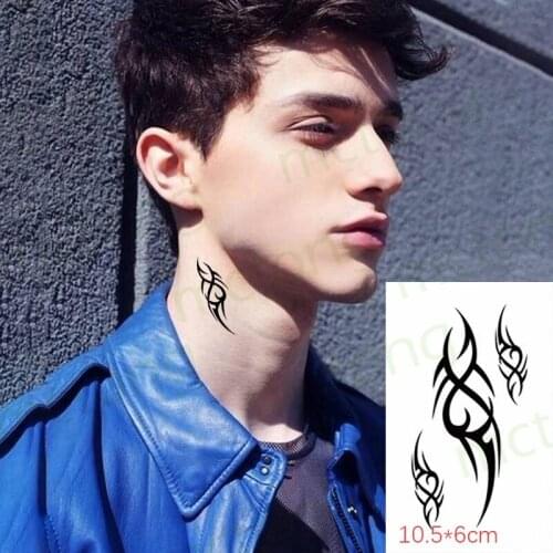 Waterproof Temporary Tattoo Sticker Black and White Totem Fake Tatto Flash Tatoo Tatouage Clavicle Ankle Arm for Men Girl Women