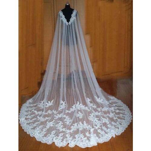 Length 300cm width 300cm Fashion Women Shawl White Ivory Lace Bridal Cape Wedding Wraps Cloaks bridal accessories cape veil