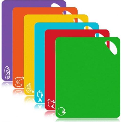 6Pcs/Set Cutting Boards Flexible Non-slip PP Food Icons BPA-free Chopping Blocks Mats for Kitchen Cooking Supplies