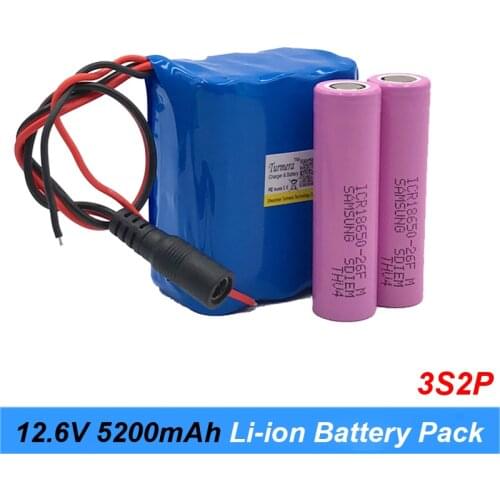 Battery pack 18650 battery pack 12.6v 5200mah make of ncr18650b 18650 2600mah charger for GPS Car Camera for Turmera jun29