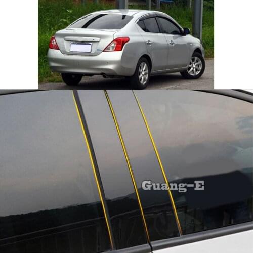 Car PC Material Pillar Post Cover Door Trim Window Piano Black Molding Sticker Plate Parts For Nissan Sunny 2011 2012-2017