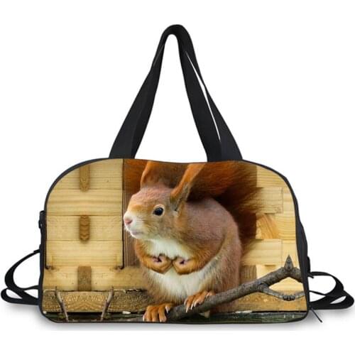 AnyFocus brand handbag Men women bags, Animal squirrels print bag luggage high quality shoulder bag fashion cool Travel bag