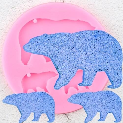 DIY Silicone Shiny Mother Bear And Baby Mold for Keychains Pendant Decoration Moulds Polymer Clay Molds Epoxy Resin Mould