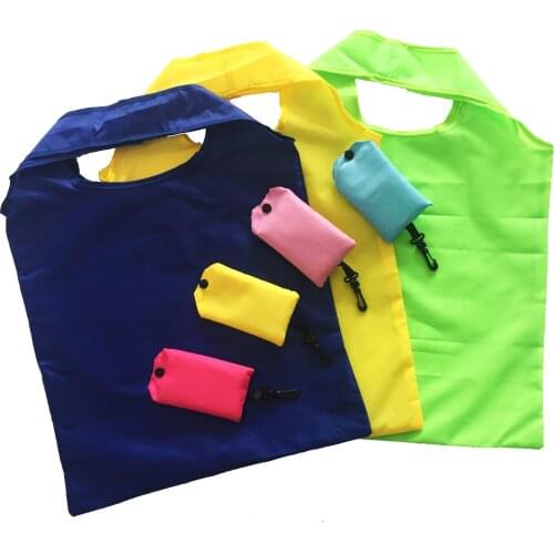 10pcs Women Foldable Eco Shopping Bag Tote Pouch Portable Reusable Grocery Storage Bag solid color Free Shipping