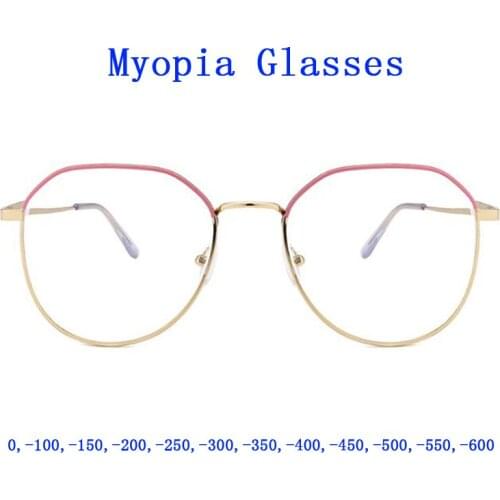 Finished Myopia Glasses Women Men Blue Light Blocking Glasses Patchwork Color Frame Students shortsighted Eyeglasses -1.0~-6.0