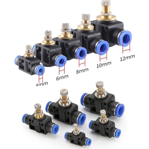 Free shipping throttle valve SA 4-12mm Air Flow Speed Control Valve Tube Water Hose Pneumatic Push In Fittings