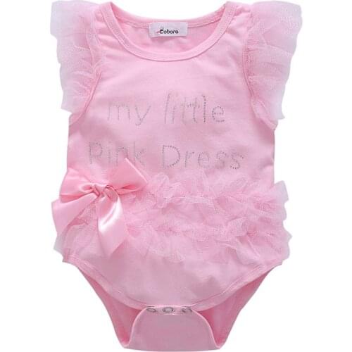 Kids Newborn Infantil Baby Girls Bow Embroidered Little Black Dress Fashion Letter Romper Jumpsuit