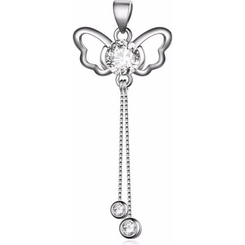 GND0397 925 Sterling Silver Pendant Beauty Charming Crystal CZ Classic Angel Wings Necklaces Pendants Fashion Jewelry For Women