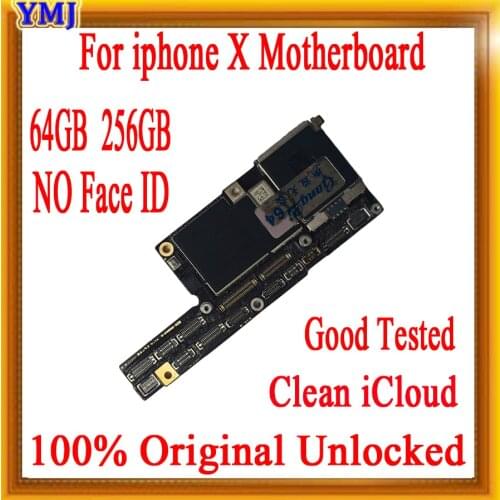 Unlocked for iPhone X Motherboard With Face ID/No Face ID,100% Original for iphone x Logic board 64GB 256GB with Free iCloud