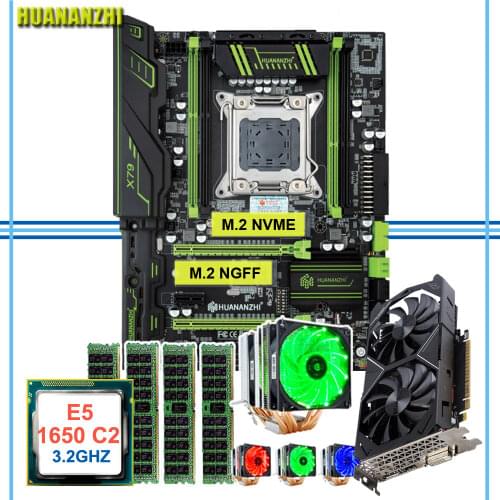 Discount HUANANZHI X79 motherboard with DUAL M.2 slot CPU Xeon E5 1650 C2 3.2GHz with cooler RAM 32G(4*8G) GPU GTX1050TI 4G